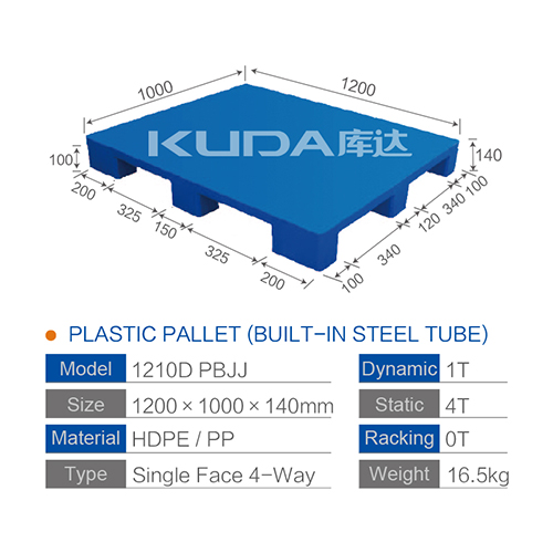 leading pallet supplier 1210D PBJJ PLASTIC PALLETBUILTIN STEEL TUBE from china