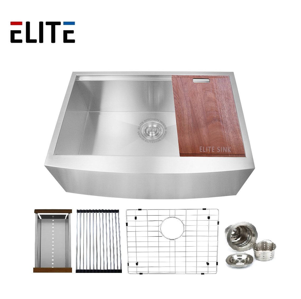 16Gauge 304 Stainless Steel Farmhouse Sink Ledge Worksation Sink