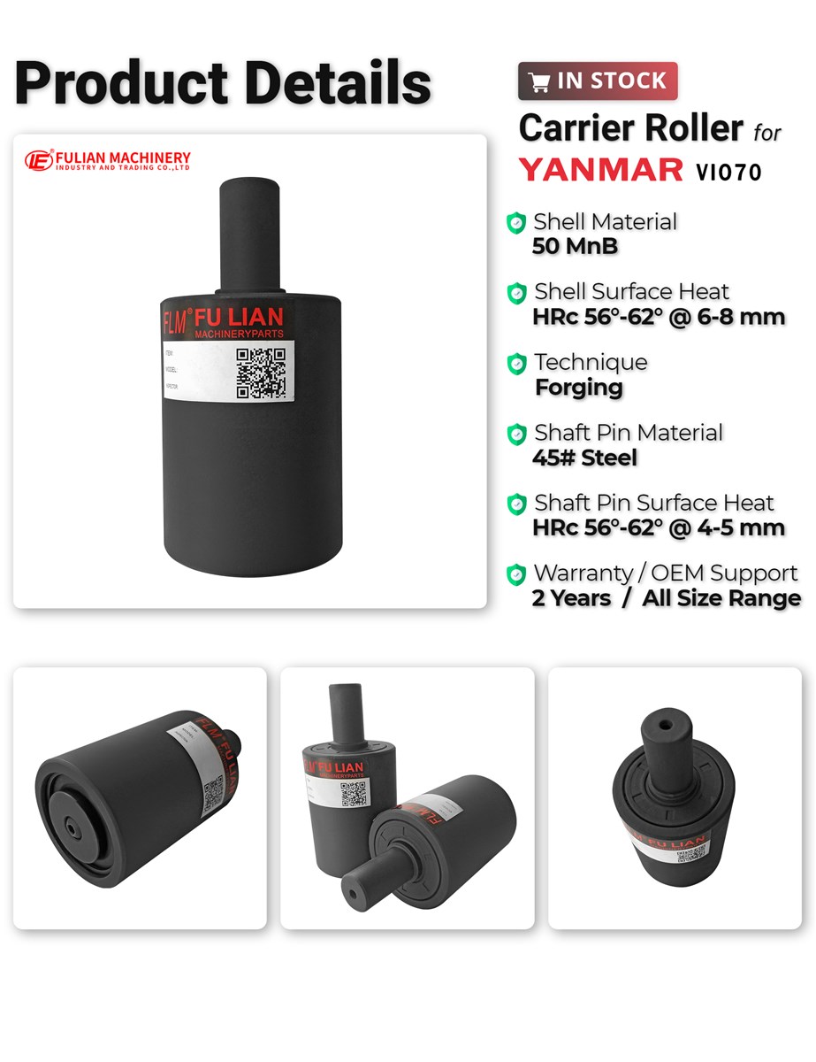 for Yanmar VIO70 Carrier Roller Top UpperRoller Mini Digger Excavator Undercarriage Part OEM Aftermarket