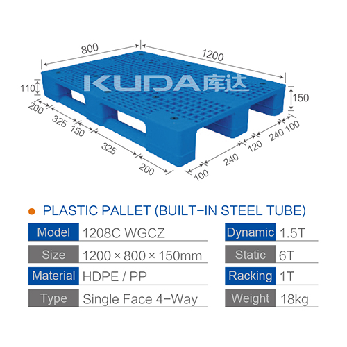 leading pallet supplier 1208C WGCZ PLASTIC PALLETBUILTIN STEEL TUBEfrom china