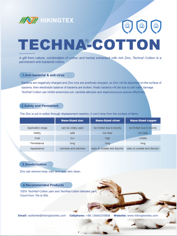 AntiBacterial Virus cotton yarn TechNaCotton