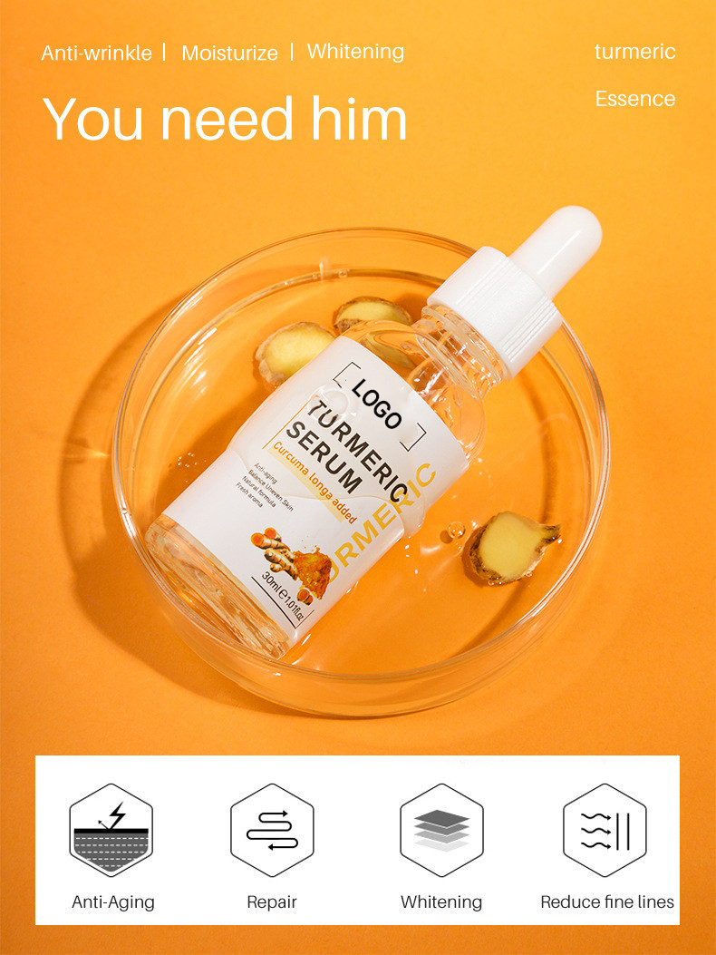 Private Label Turmeric Vitamin C Moisturizing Rejuvenating Soothing Antioxidant Anti Aging Face Serum