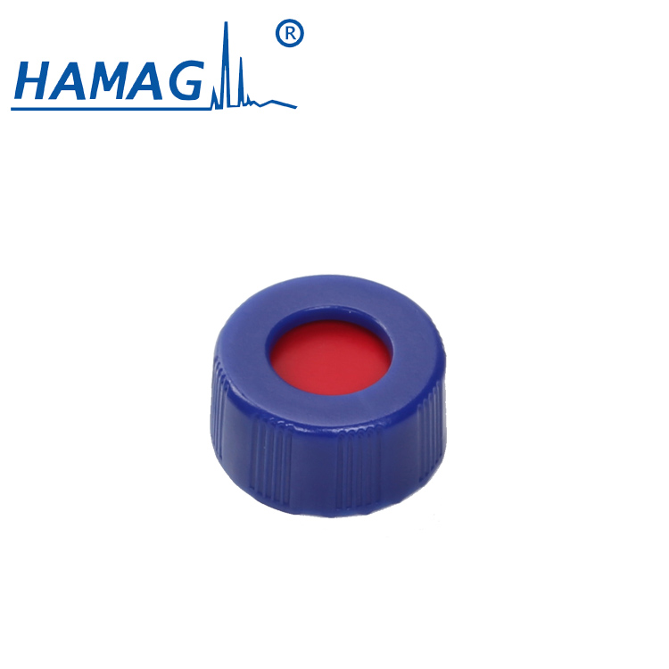 Blue opentopped polypropylene cap and white PTFEred Silicone septa