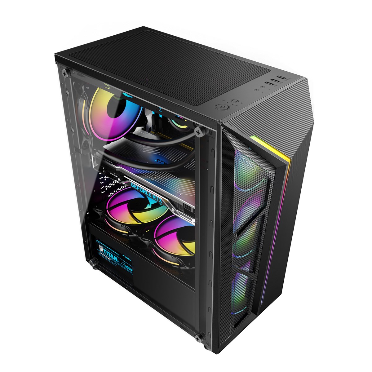 Width Chassis PC with RGB Strip Lights Custom Metal Mesh PC Cabinet Computer Case