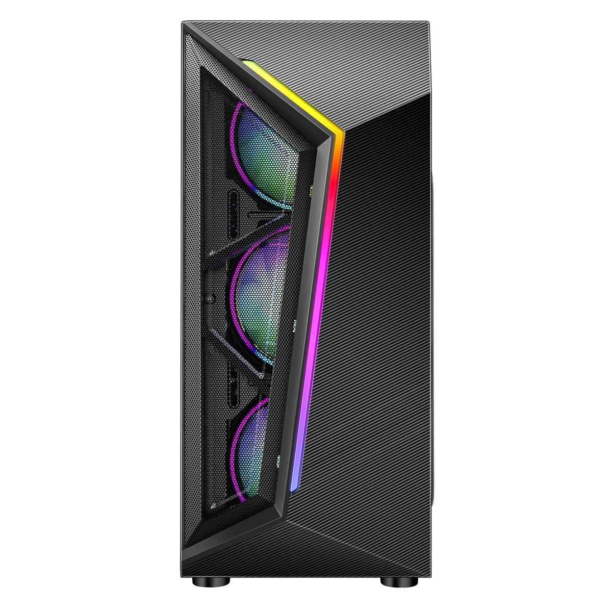 Width Chassis PC with RGB Strip Lights Custom Metal Mesh PC Cabinet Computer Case