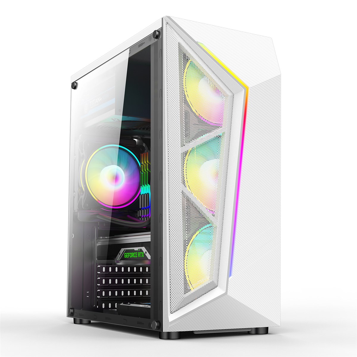 Computer hardware white gaming pc case mid tower cpu cabinet