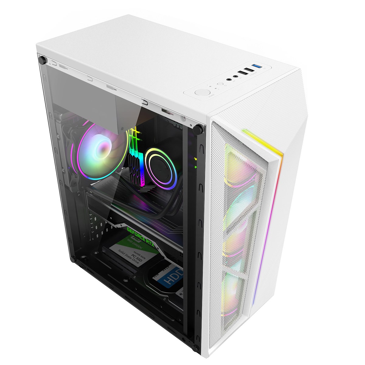 Computer hardware white gaming pc case mid tower cpu cabinet