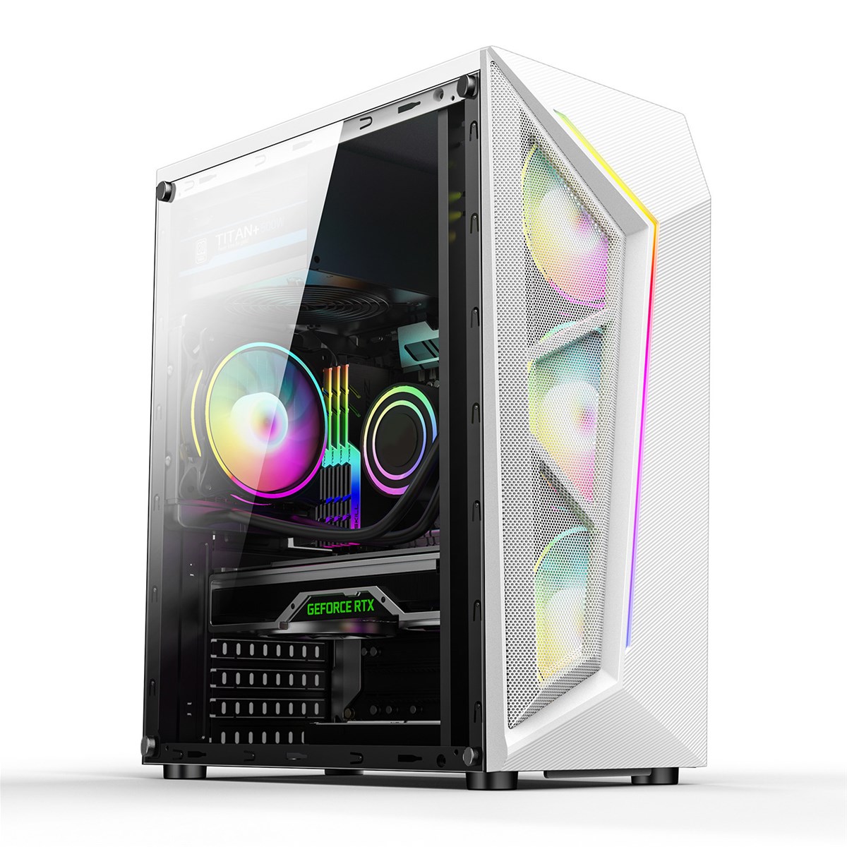 Computer hardware white gaming pc case mid tower cpu cabinet