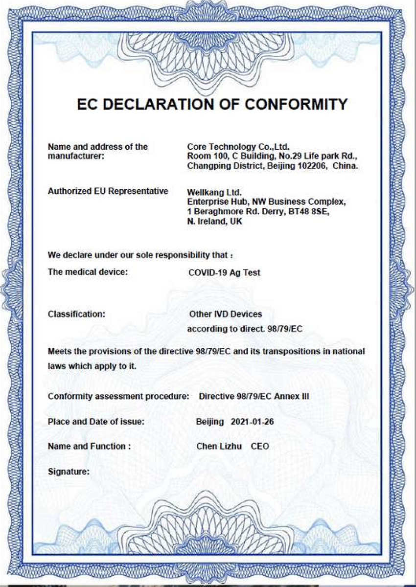 factory supply CORETESTS COVID19 ag test antigen test