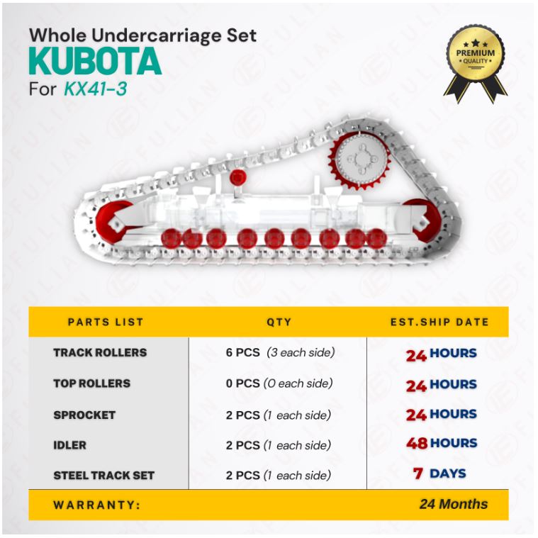 For Kubota KX41 KX413 Undercarriage Parts Idler Bottom Roller Sprocket Top Carrier Roller Mini Excavator