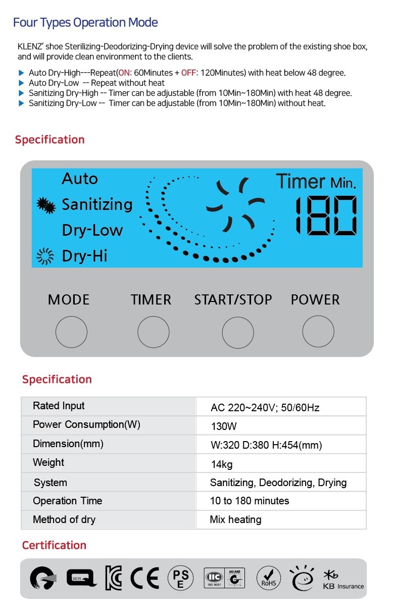Shoes sterilizer dryer deodorizer