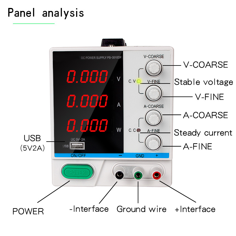 Adjustable 100V 3A LED 4 Digital Display Switching Voltage Current Wazz Regulator DC Power Supply