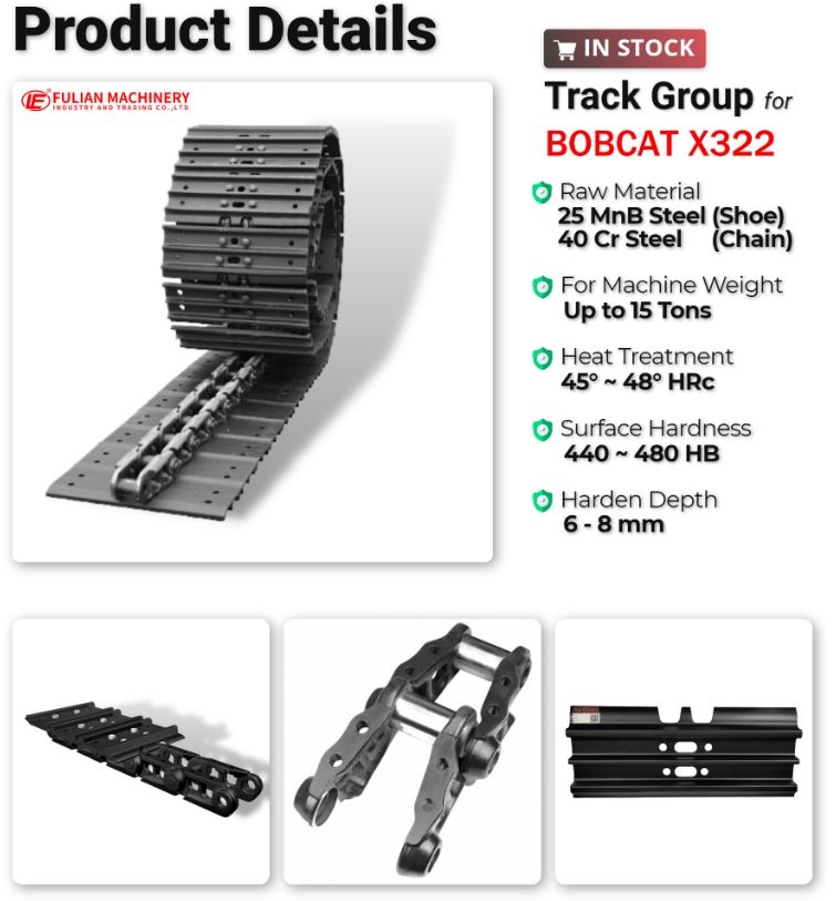 for Bobcat X322 Mini Excavator Steel Track Group Track Shoe Assy