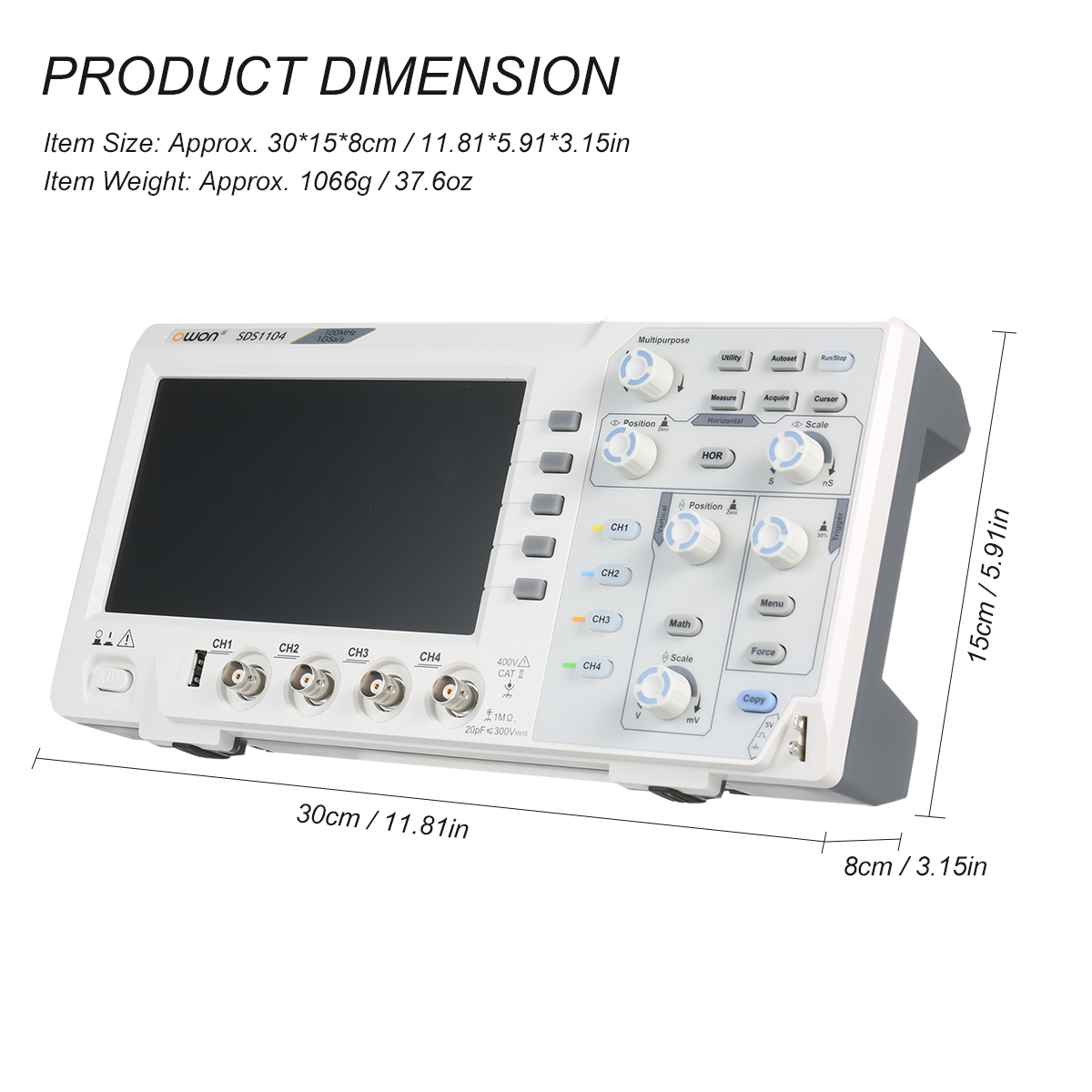 4 Channel Oscilloscope with 7in LCD Display 100MHz Bandwidth 1GSs Oscilloscope