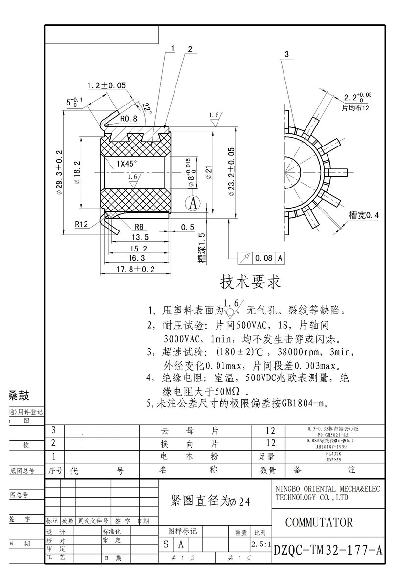 Quality hook type commutator with reinfoced ring for mixer