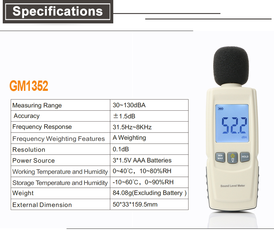 Digital Sound Level Meter Sonometros Noise Audio Level Tester 30130dB Decibels Tester Sound Meter