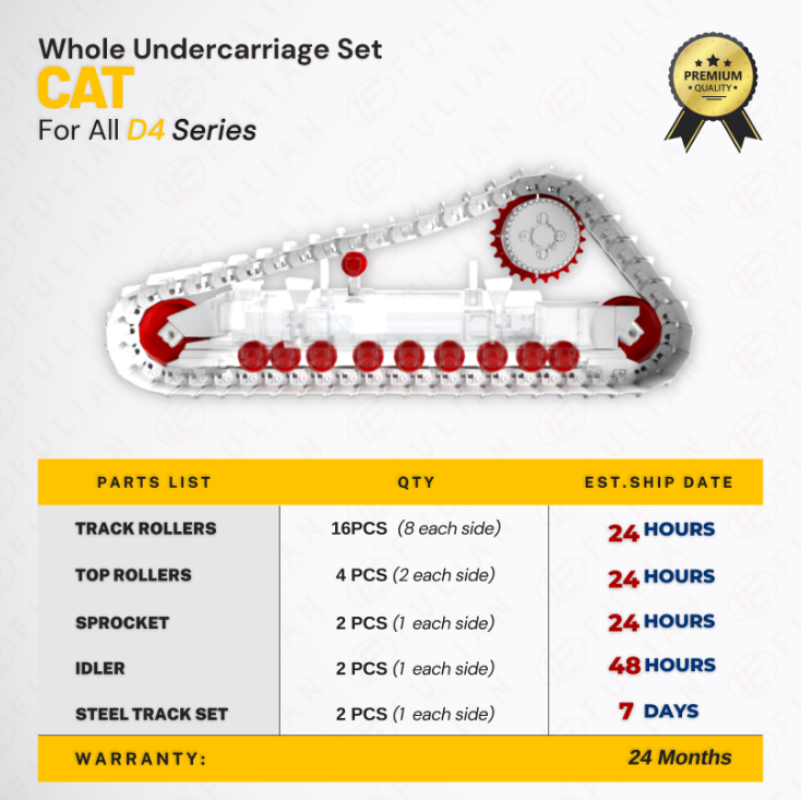 Bulldozer Undercarriage spare Parts Top roller Idler Sprocket Bottom Roller Track Group For Caterpillar D4 D4D D4H D4E