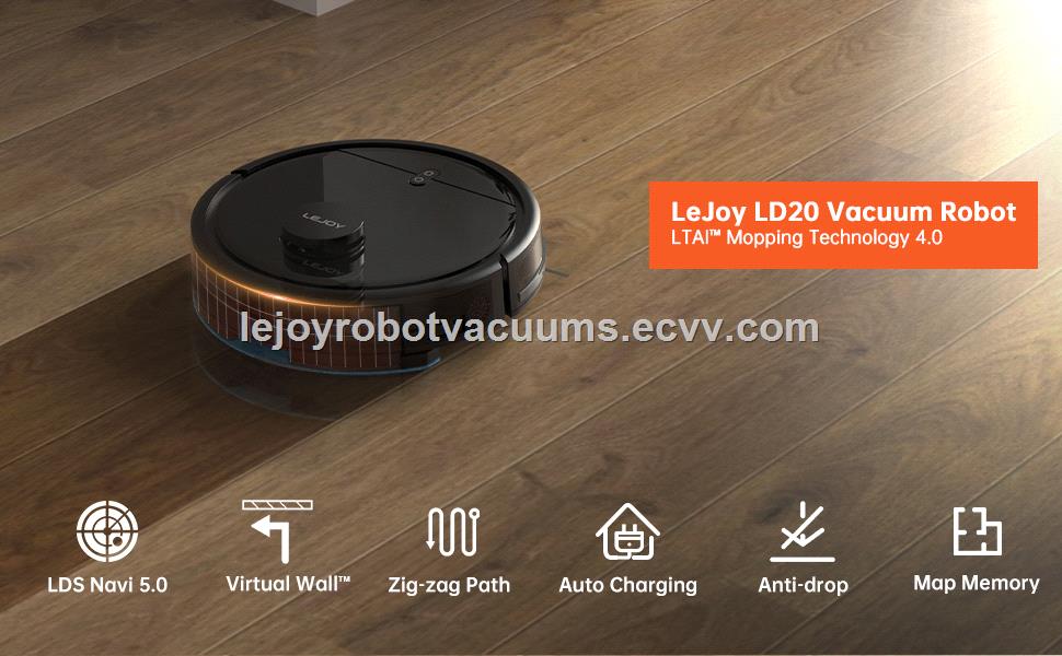 LeJoy Robot Vacuum Cleaner with Laser Mapping WiFi APP Water Tank Work with Alexa