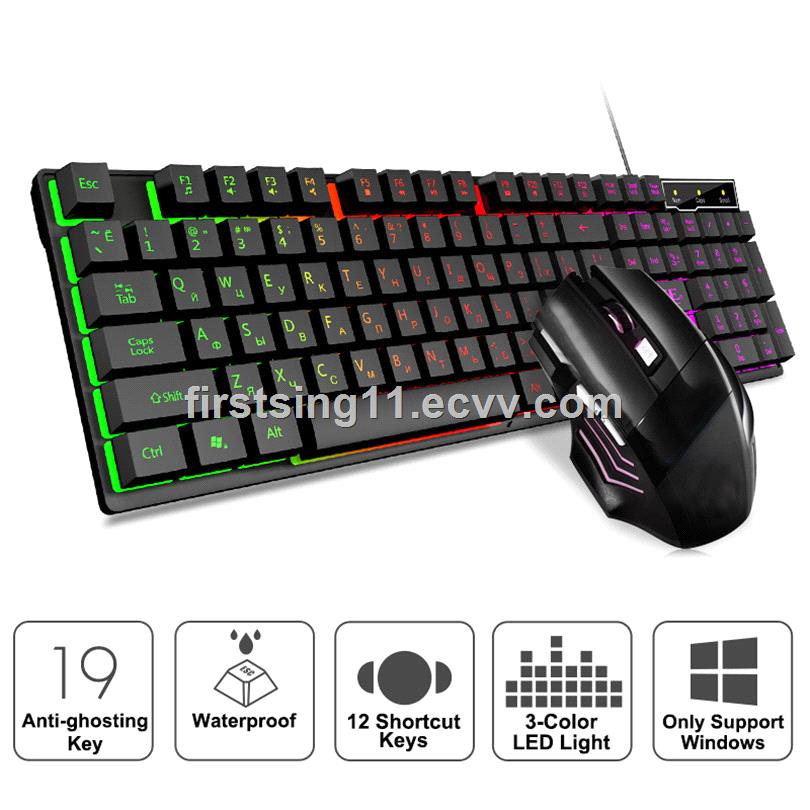 Wired Simulation Mechanical Gaming Keyboard 104 Keys RGB Backlit Ergonomic keyboard