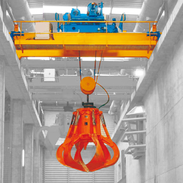 16 Ton Heavy Duty QZ Type Double Girder Overhead Crane With Heavy Grab Garbage Grab