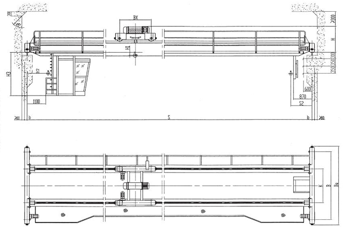 5Ton LH Type Electric hoist double beam bridge crane