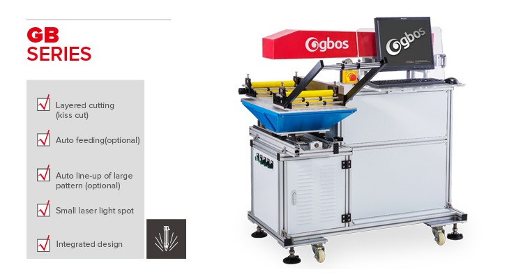 GBOS Apparel CO2 Clothing Auto Feeding System Kiss Cut bonding Fabric Marking Laser Engraving Machine 60W