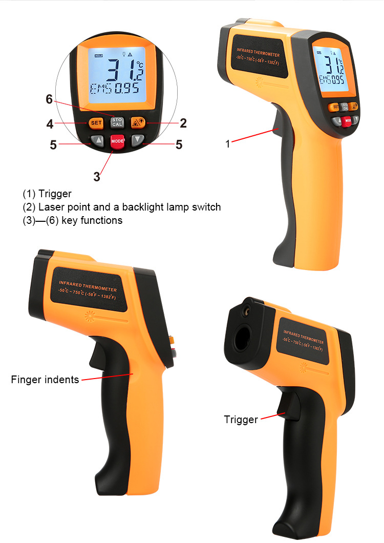Wholesale NonContact IR Digital Infrared Thermometer Laser Temperature Meter
