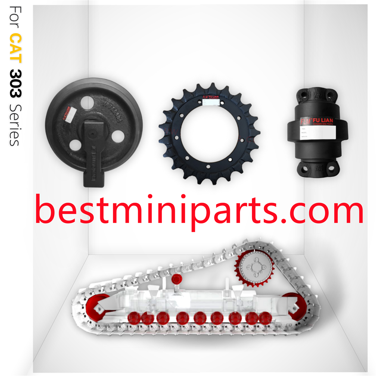 for Caterpillar 303 303CR 303CCR Excavator Undercarriage Part Rubber Track Group Sprocket Idler Top Roller Bottom Roller