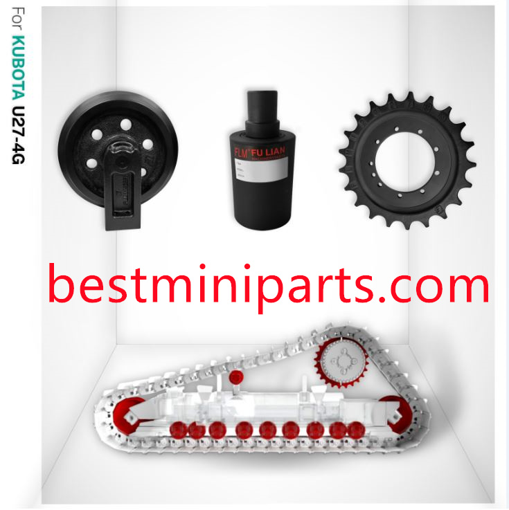 for Kubota U27 U274G Undercarriage Parts Idler Bottom Roller Sprocket Top Carrier Roller Rubber Track Mini Excavator