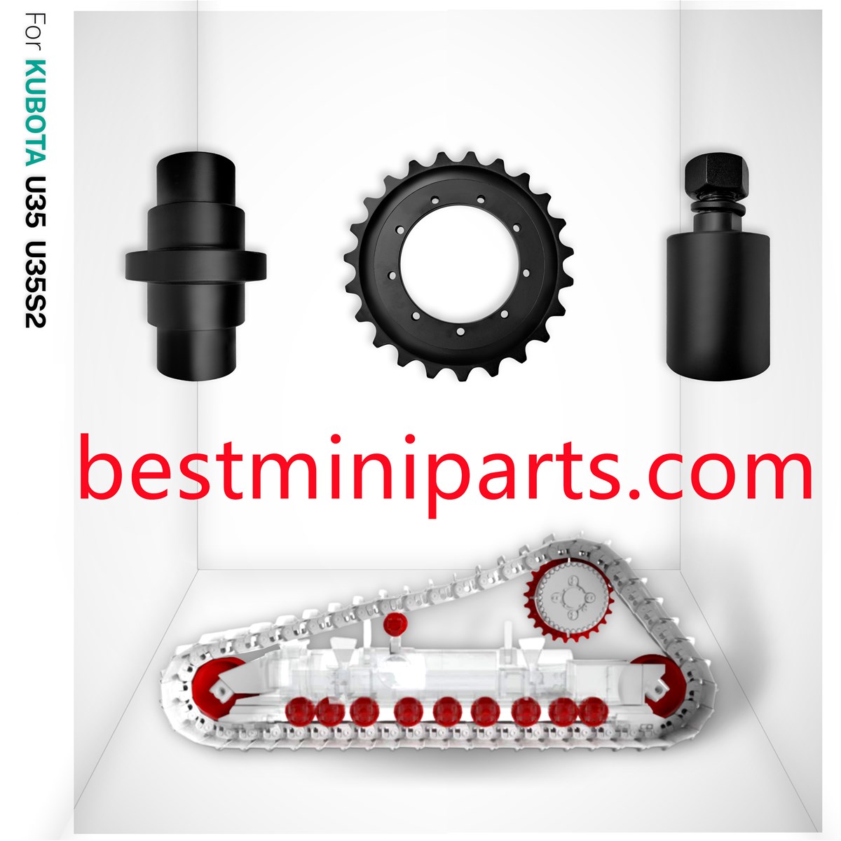 for Kubota U35 U35S2 Undercarriage Parts Rubber Track Idler Bottom Roller Sprocket Top Carrier Roller Mini Excavator