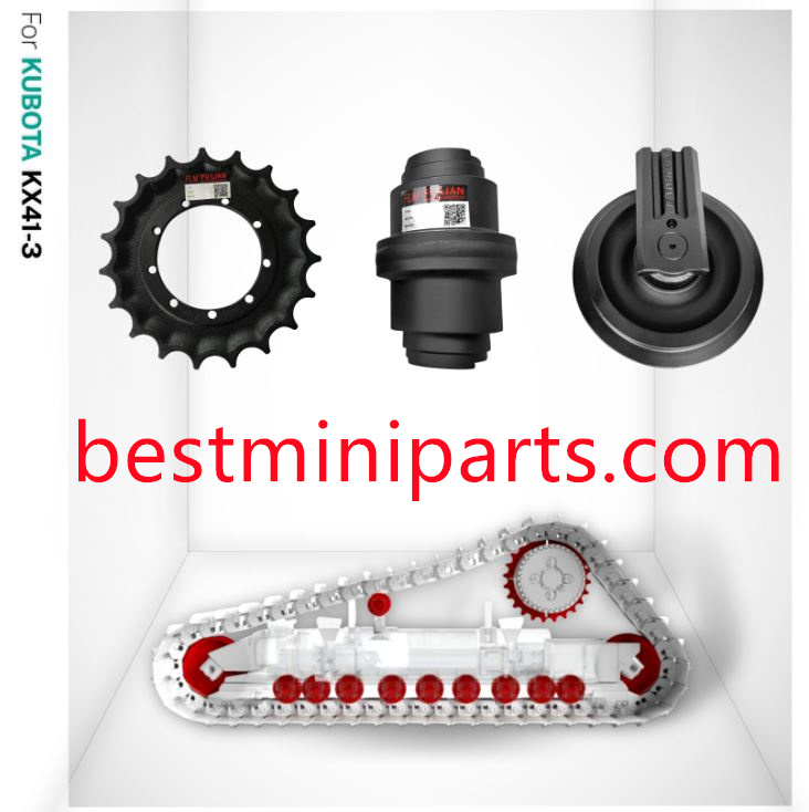 for Kubota KX41 KX413 Undercarriage Parts Idler Bottom Roller Sprocket Top Carrier Roller Mini Excavator