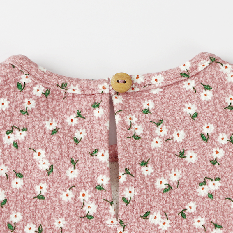 Summer Pink Flower Cute Girl Dress Kids Fly Sleeve Flower Print Princess skirt