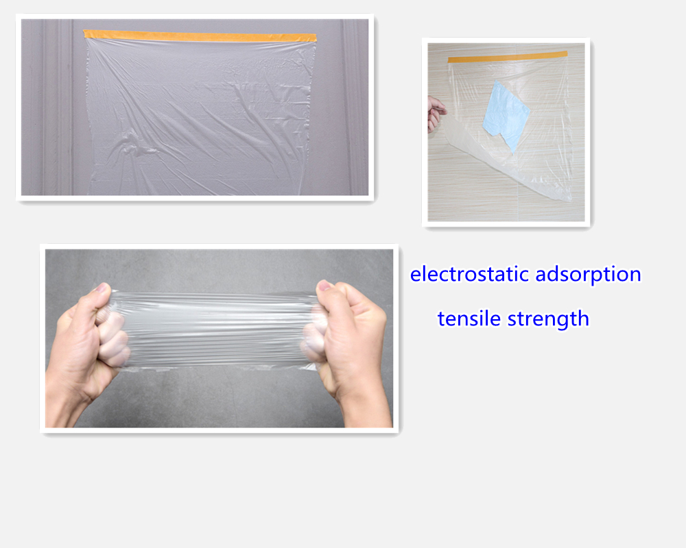Pretaped Masking Film for car painting interior decoration dust proof of furniture