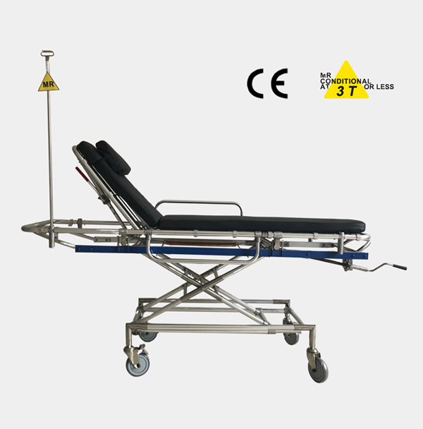 NonMagnetic Height Adjustable Stretcher Trolley MR Compatible Suitable for 15T 30T MR Equipment