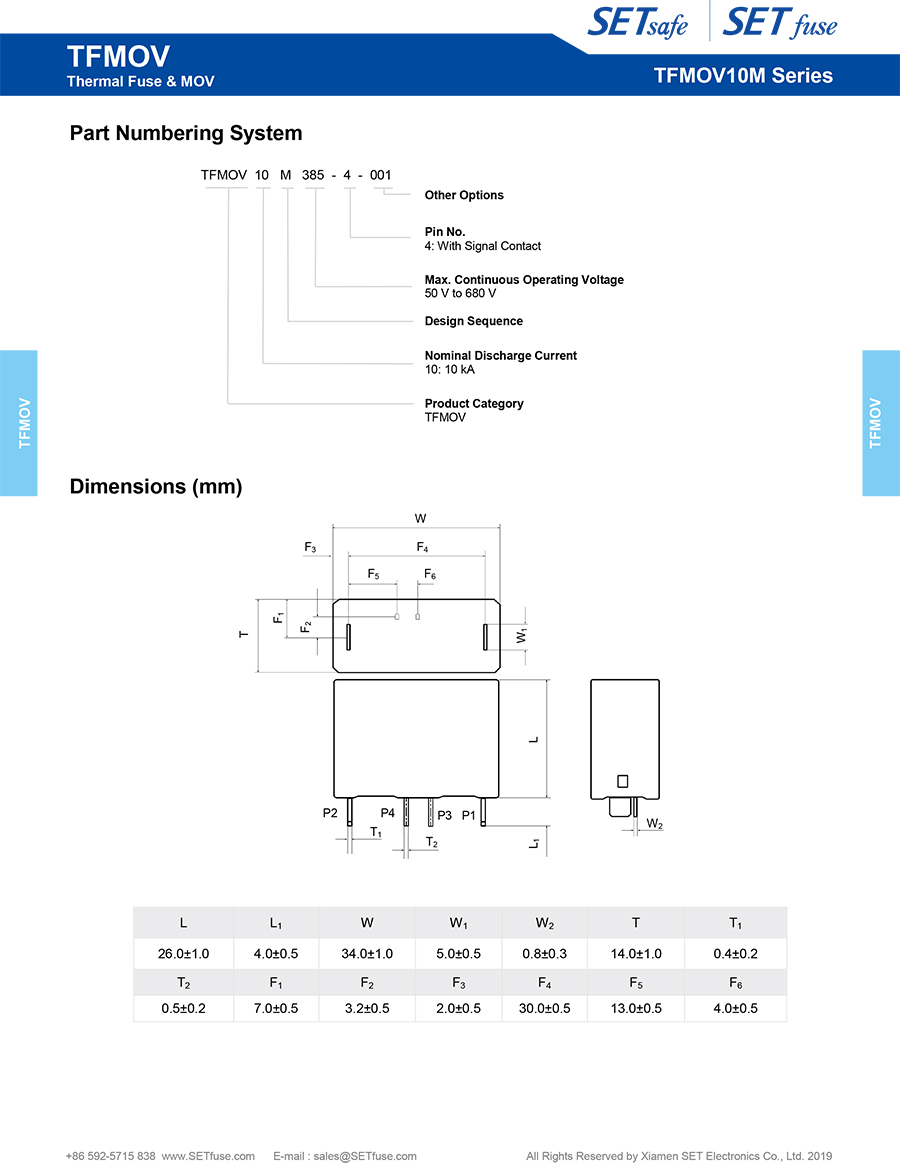 Tfmov10m Series Thermally Protected Varistor Manufacturers with UL TUV CE