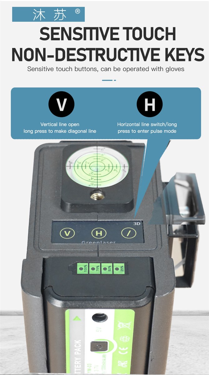 12 Lines 3D Green Laser Level 360 Self Leveling Super Powerful Green Beam Horizontal and Vertical Cr