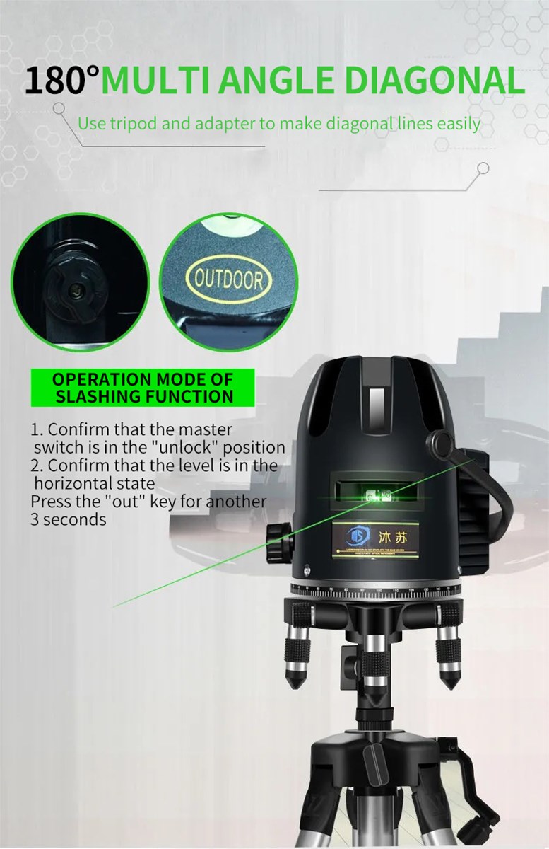 235 Line High Precision Self Leveling 3 Degrees Green Laser Level with Triangle Base5lines Have