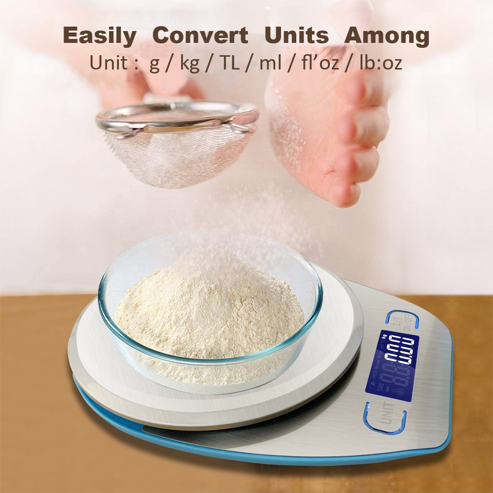 Kitchen Digital Scale Stainless Steel Food Weighing Scale Electronic Kitchen Scale 5kg 1g for Baking Gift