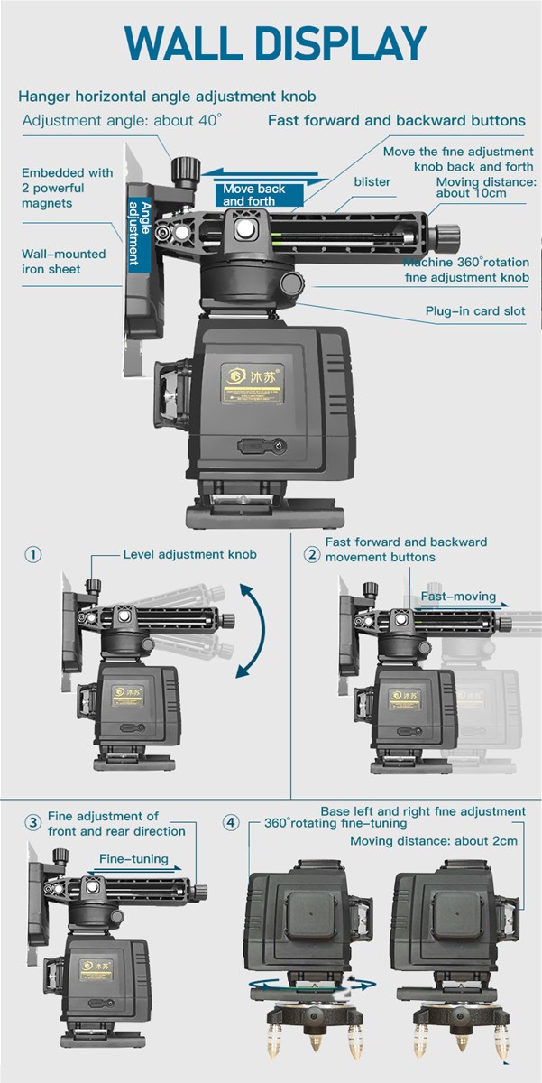 MUSU 16Lines 4D Green Laser Level 360 Super Brightness SelfLeveling Lazer with Receiver Tripod