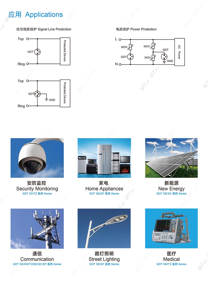 Gdt All Series Gas Discharge Tube with RoHS Reach UL cUL TUV