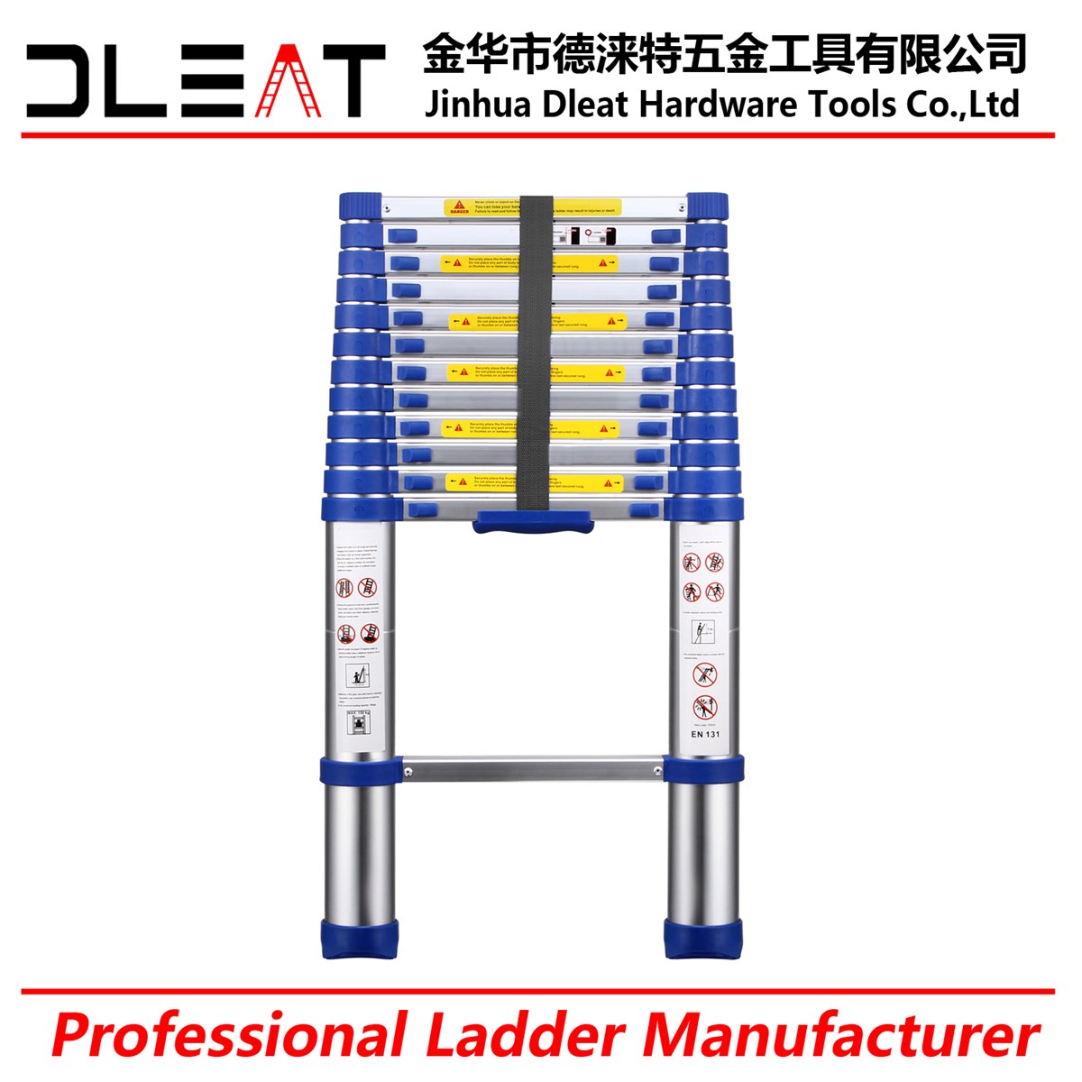 Dleat 32M Blue Plastic Aluminum Single Telescopic Ladder With EN131