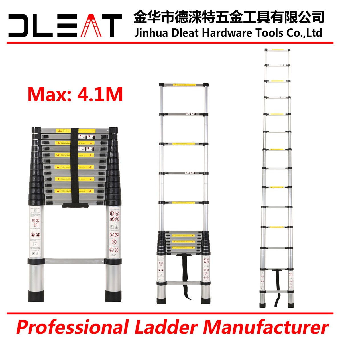 Dleat 41M Aluminum Single Telescopic Ladder With EN131
