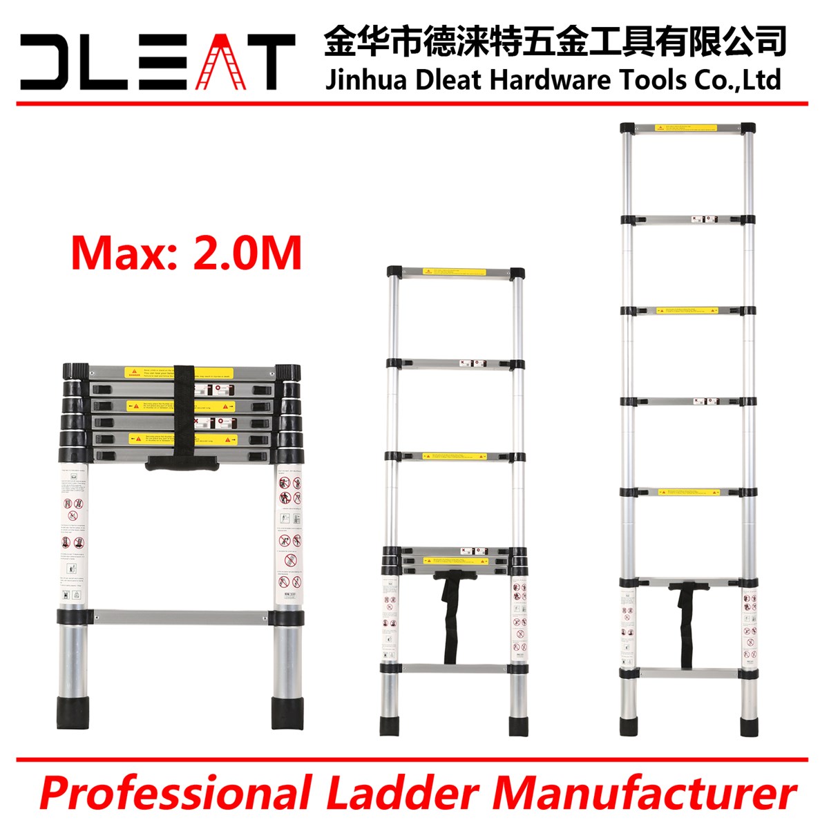 Dleat 20M Aluminum Single Telescopic Ladder With EN131