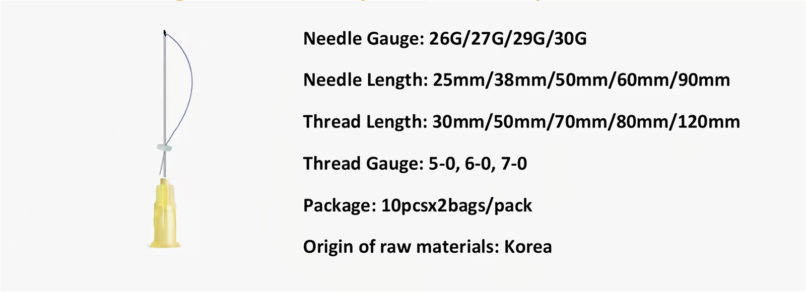 Hot selling medical NonSurgical Absorbable 29G 50mm face eyebrow lifting mono pdo thread Hot selling medical NonSurgical Absorbable 29G 50mm face eyebrow lifting mono pdo thread