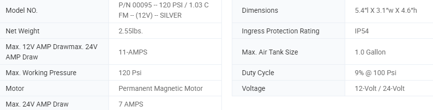 Viair 97C Light Duty Air Compressor for Motorcycle 12V 24V