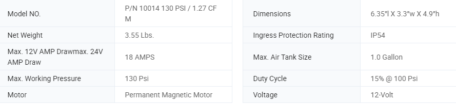 VIAIR 130PSI 127CFM 100 Series 100C 12V Air Compressor with No Leader Hose or Check Valve
