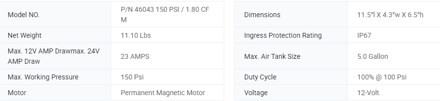 Viair Silver 460C Air Compressor 12V 150 PSI with Horizontal Cooling Fins and Trapezoidal Head Design