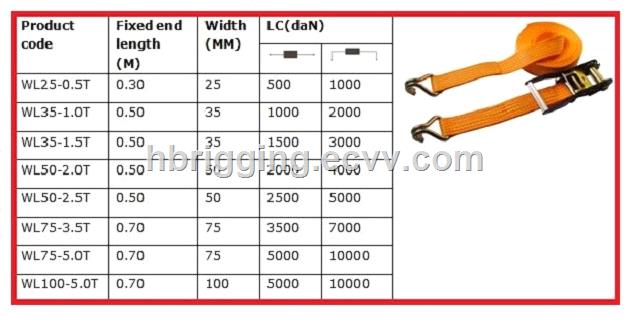 Tie down strap with ratchet buckle double J hook cargo control restraint system flat bed solution