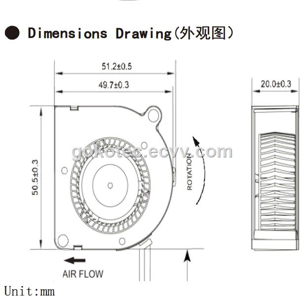 505020mm 6000rpm 12V DC Centrifugal Blower Cooling Fan Brushless Industrial Fan