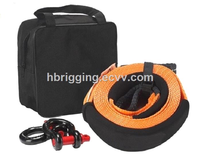 Recovery strap tow snatch custom car emergency tool polyester heavy duty recovery tow straps with shackle snatch